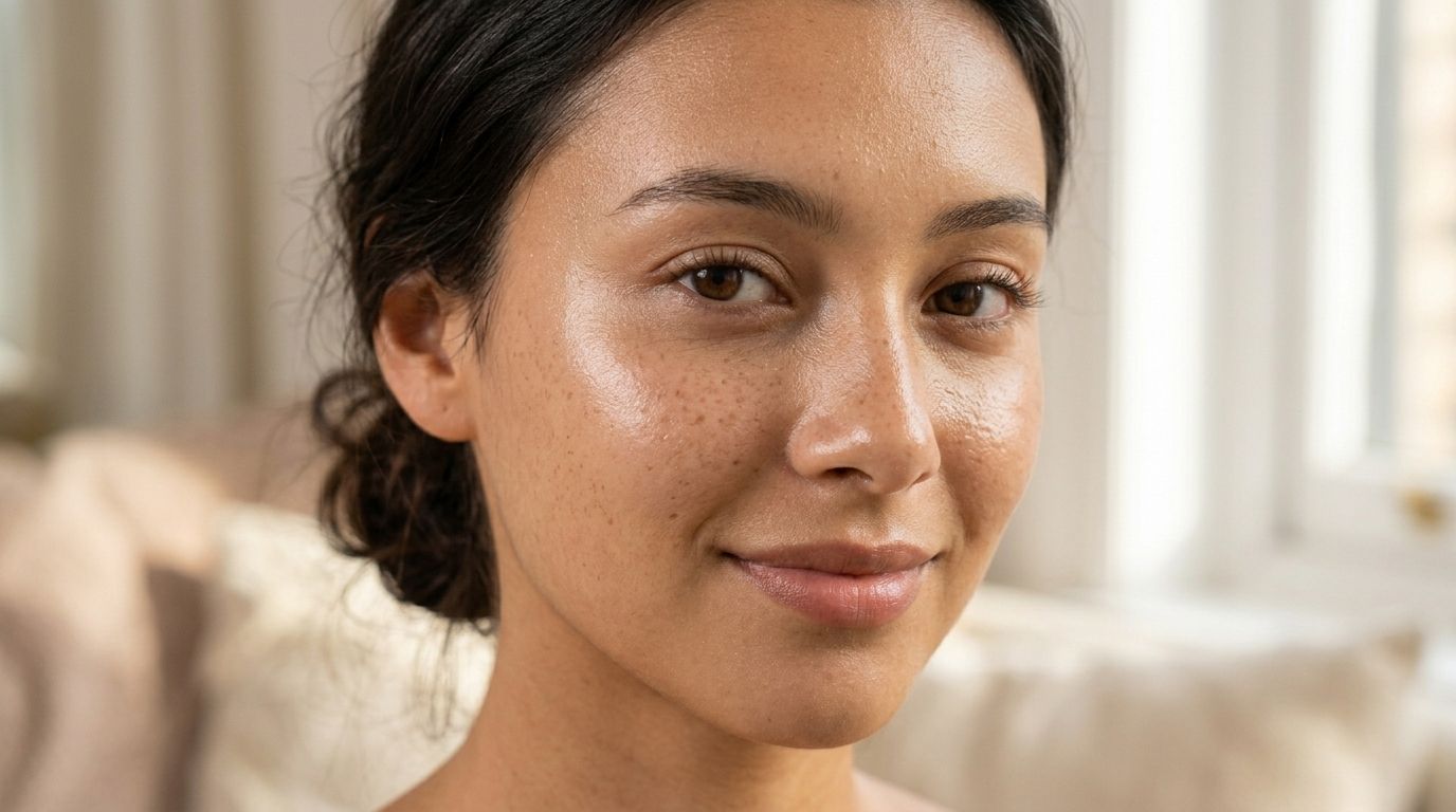 Patient portrait after a course of resurfacing, skin bare and lit evenly